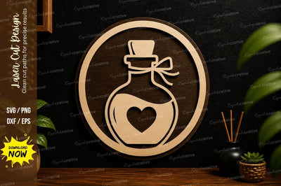 Potion Bottle Laser Cut Wall Art Decorative File SVG Regulrcrative 