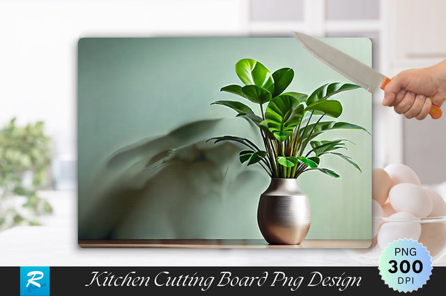 Potted Plant on a Table in Front of a Wall Cutting Board Sublimation Regulrcrative 
