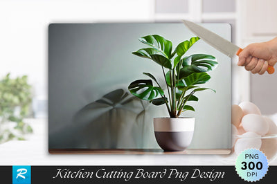 Potted Plant on a Table in Front of a Wall Cutting Board Sublimation Regulrcrative 