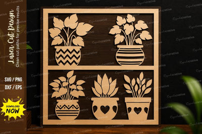 Potted Plants Shelf SVG Laser Cut Wall Art SVG Regulrcrative 