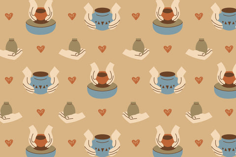 Pottery Ceramic Workshop Seamless Patterns Digital Pattern Rin Green 