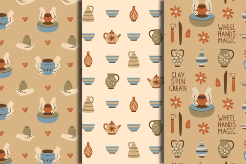 Pottery Ceramic Workshop Seamless Patterns Digital Pattern Rin Green 