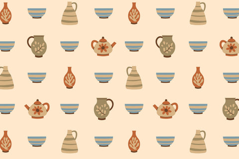 Pottery Ceramic Workshop Seamless Patterns Digital Pattern Rin Green 