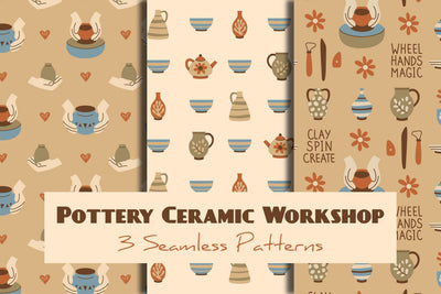 Pottery Ceramic Workshop Seamless Patterns Digital Pattern Rin Green 