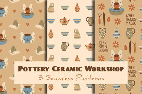 Pottery Ceramic Workshop Seamless Patterns Digital Pattern Rin Green 