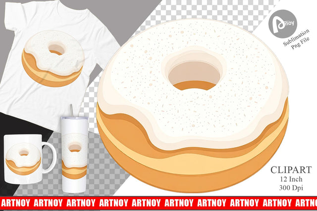Powdered Donut Clipart Sublimation artnoy 