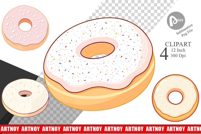 Powdered Donut Clipart Sublimation artnoy 