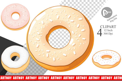 Powdered Donut Clipart Sublimation artnoy 