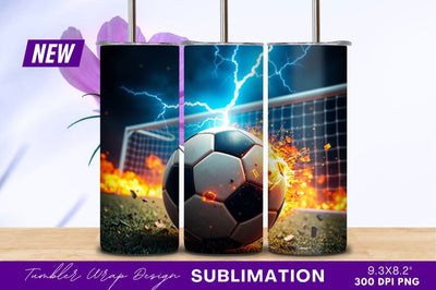 Powerful soccer ball with lightning tumbler png Sublimation Regulrcrative 