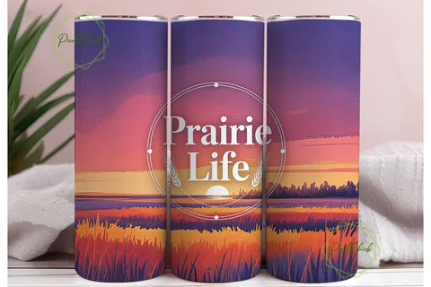 Prairie Sunset 20oz Tumbler Wrap Sublimation PixelChick 