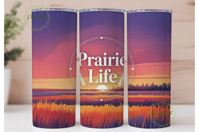 Prairie Sunset 20oz Tumbler Wrap Sublimation PixelChick 