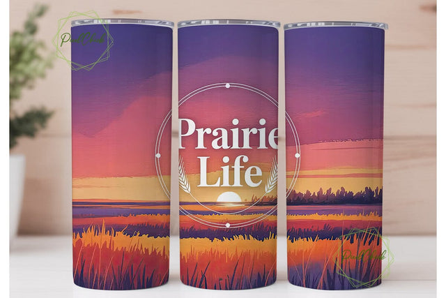 Prairie Sunset 20oz Tumbler Wrap Sublimation PixelChick 