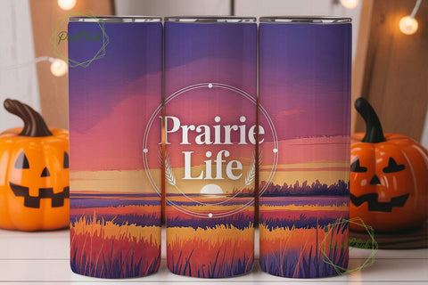 Prairie Sunset 20oz Tumbler Wrap Sublimation PixelChick 