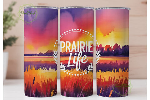 Prairie Sunset 20oz Tumbler Wrap Sublimation PixelChick 