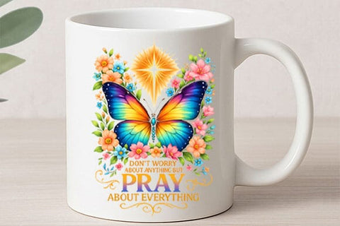 Pray About Everything Butterfly PNG SVG BillahCrafts 