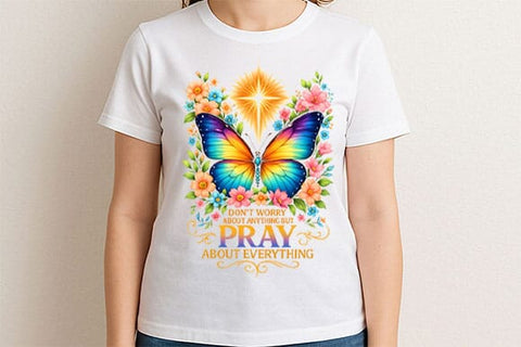 Pray About Everything Butterfly PNG SVG BillahCrafts 