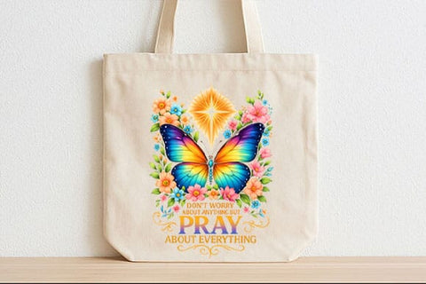 Pray About Everything Butterfly PNG SVG BillahCrafts 