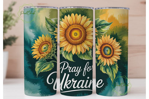 Pray for Ukraine 20oz Tumbler Wrap Sublimation PixelChick 