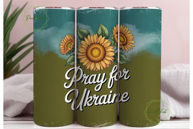 Pray for Ukraine 20oz Tumbler Wrap Sublimation PixelChick 