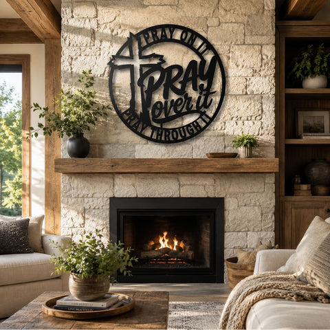 Pray On It Pray Over It Pray Through It Laser SVG | Christian Cross Metal Wall Art DXF | Faith Laser Cut File | Religious Home Decor SVG HappyDesignStudio 