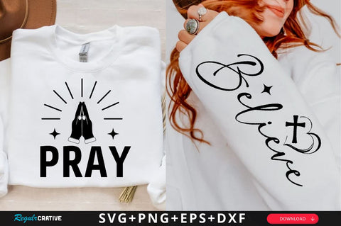 Pray Sleeve SVG Design, Christian Sleeve SVG, Faith SVG Design, Jesus Sleeve SVG SVG Regulrcrative 