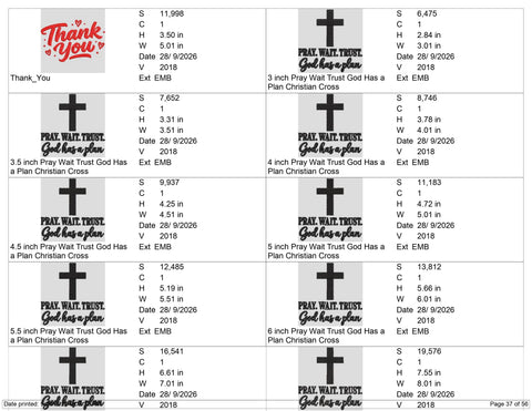 Pray Wait Trust Embroidery Design – God Has a Plan Christian Cross Machine Embroidery File, Faith Religious Quote Design Embroidery/Applique DESIGNS PatternFeed8 