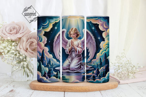 Praying Angel 20oz Tumbler Wrap Sublimation sassyprint 
