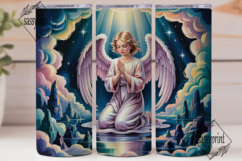 Praying Angel 20oz Tumbler Wrap Sublimation sassyprint 