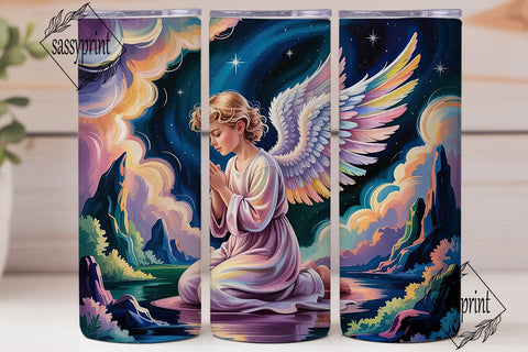 Praying Angel 20oz Tumbler Wrap Sublimation sassyprint 