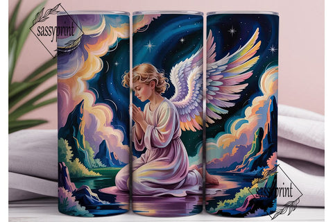 Praying Angel 20oz Tumbler Wrap Sublimation sassyprint 