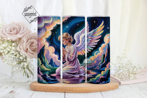Praying Angel 20oz Tumbler Wrap Sublimation sassyprint 