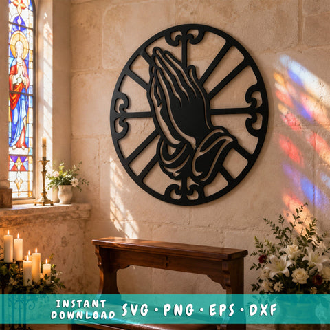 Praying Hands Laser SVG | Christian Wall Art DXF | Prayer Hands Laser Cut File | Religious Metal Art | CNC Plasma Cut Svg | Faith Decor SVG HappyDesignStudio 