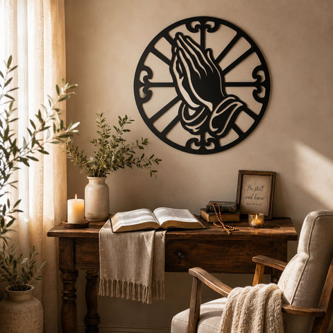 Praying Hands Laser SVG | Christian Wall Art DXF | Prayer Hands Laser Cut File | Religious Metal Art | CNC Plasma Cut Svg | Faith Decor SVG HappyDesignStudio 