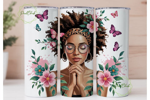 Praying Woman Tumbler Wrap PNG Sublimation PixelChick 