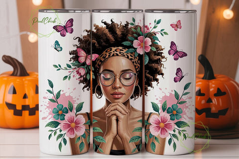 Praying Woman Tumbler Wrap PNG Sublimation PixelChick 