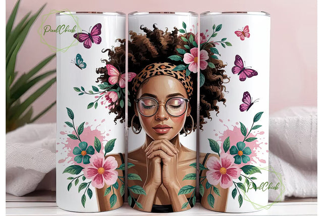 Praying Woman Tumbler Wrap PNG Sublimation PixelChick 