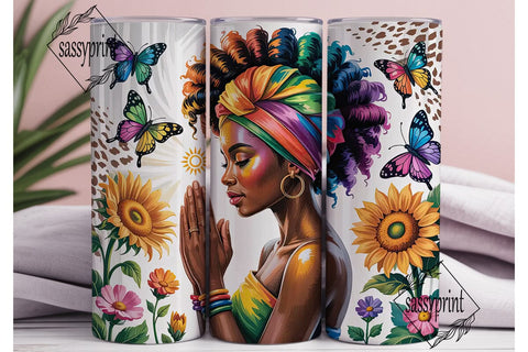 Praying Woman Tumbler Wrap PNG Sublimation sassyprint 