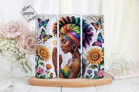 Praying Woman Tumbler Wrap PNG Sublimation sassyprint 