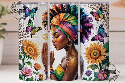 Praying Woman Tumbler Wrap PNG Sublimation sassyprint 