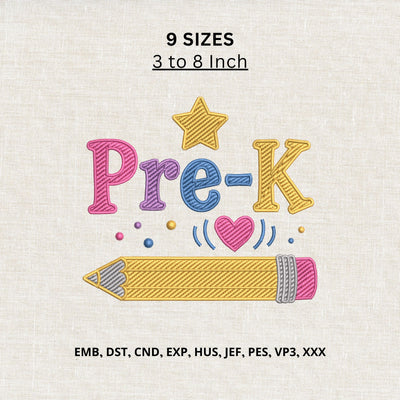 Pre-K Pencil Machine Embroidery Design – Preschool Back to School Embroidery File Embroidery/Applique DESIGNS PatternFeed8 