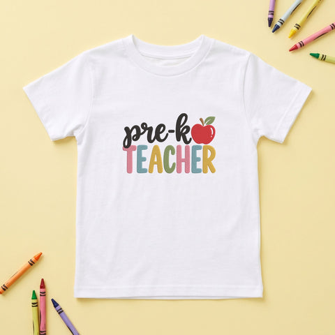 Pre K Teacher Embroidery Design – Colorful Apple Preschool Teacher Back to School Machine Embroidery File Embroidery/Applique DESIGNS PatternFeed8 