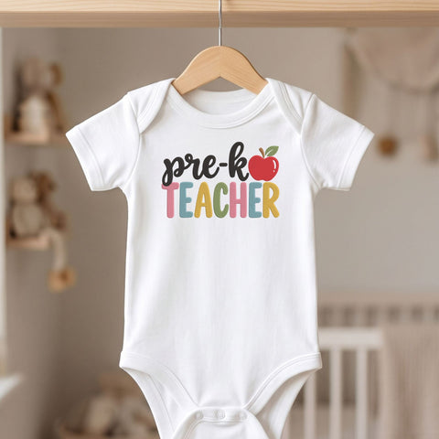 Pre K Teacher Embroidery Design – Colorful Apple Preschool Teacher Back to School Machine Embroidery File Embroidery/Applique DESIGNS PatternFeed8 