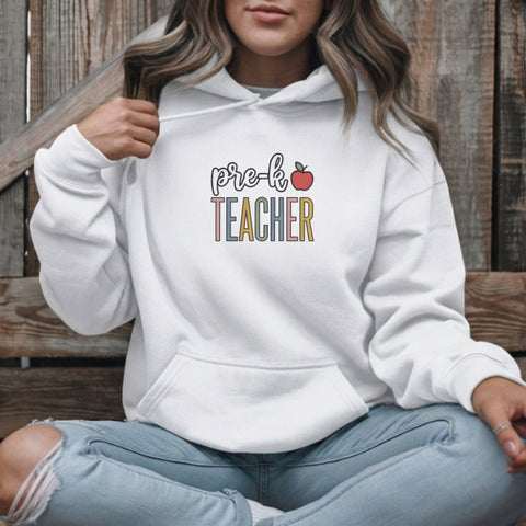 Pre-K Teacher Embroidery Design – Colorful Preschool Teacher Apple Back to School Machine Embroidery File Embroidery/Applique DESIGNS PatternFeed8 