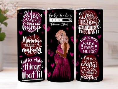 Pregnancy 20oz Tumbler Png, Straight & Tapered Tumbler Png, Pink Boho Tumbler Png, Digital Download PNG Sublimation Lara' s Designs 