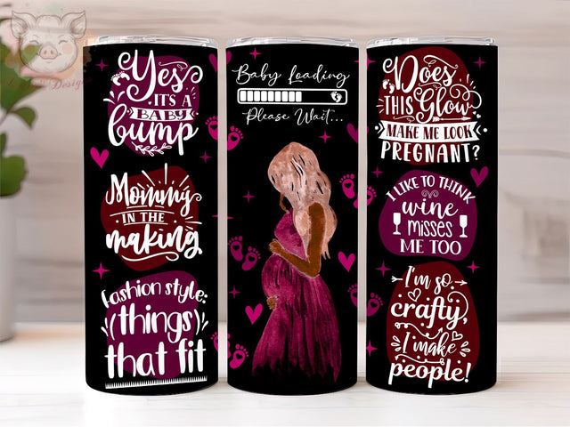 Pregnancy 20oz Tumbler Png, Straight & Tapered Tumbler Png, Pink Boho Tumbler Png, Digital Download PNG Sublimation Lara' s Designs 