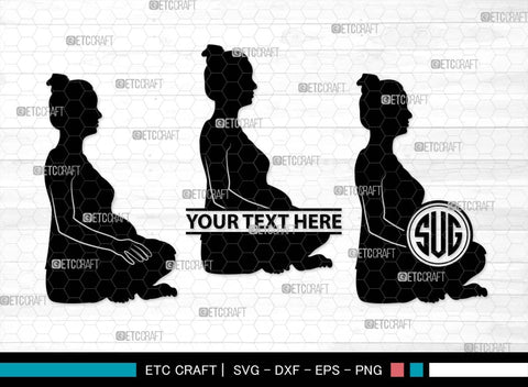Pregnant Yoga Mom Monogram, Pregnant Yoga Mom Silhouette, Pregnant Yoga Mom SVG, Pregnant Svg, Yoga Svg, Yoga Women Svg, Gym Svg, SB00569 SVG ETC Craft 