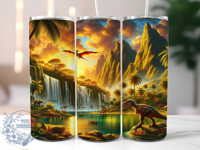 Prehistoric Dinosaur Tumbler, Prehistoric Tumbler Design, Dino 20oz Wrap, Sublimation Design, Jurassic Gift Idea, Ancient Dino Wrap, Fun Prehistoric Tumbler Sublimation ToriDesigns 