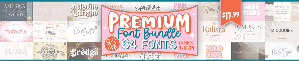 Premium Font Bundle with 64 OTF TTF Fonts Commercial Use - So Fontsy