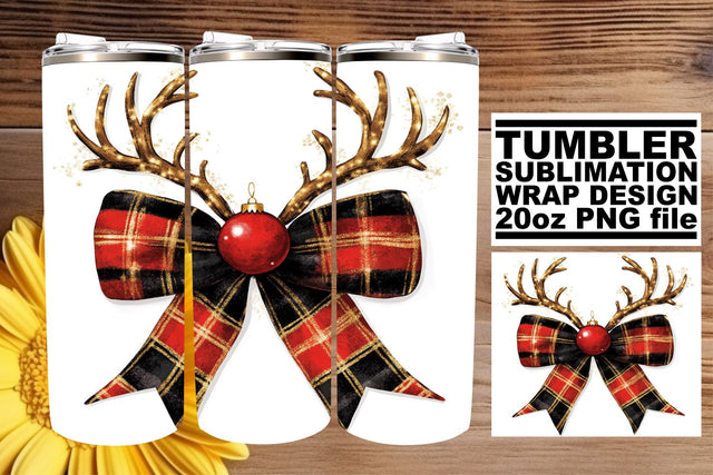Premium quality tumbler wrap, enhance your sublimation skills! , Christmas Bow Sublimation afrosvg 