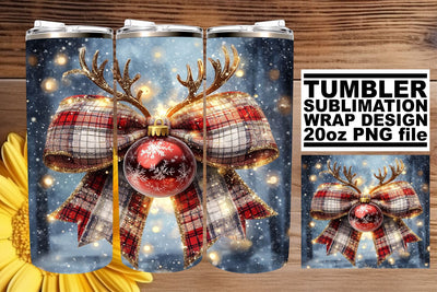 Premium quality tumbler wrap, enhance your sublimation skills! , Christmas Bow Sublimation afrosvg 